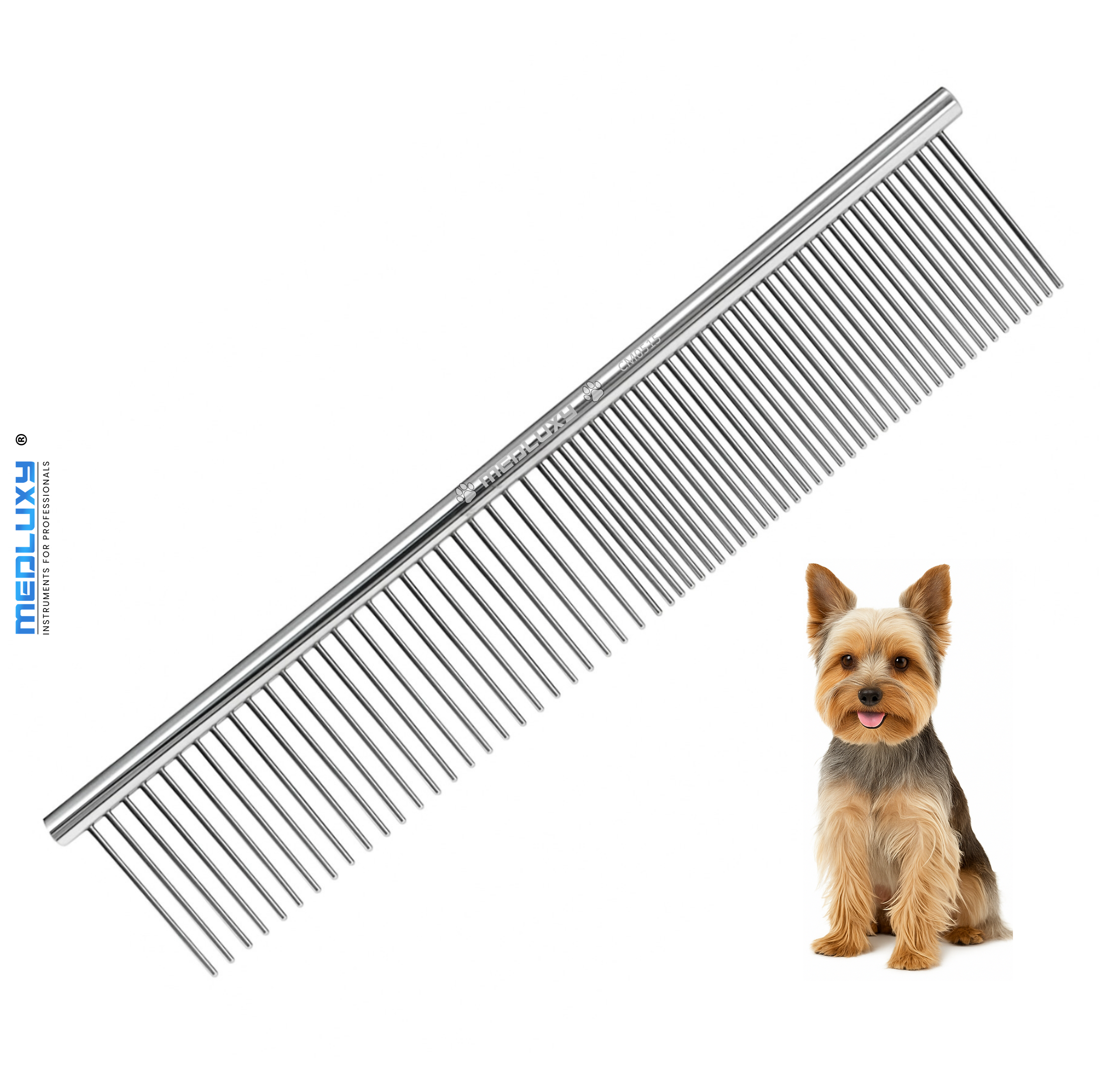 Medluxy PET - RVS Kam - Fijn / Grof – Medium - 19 cm x 4 cm